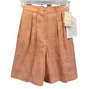 Vintage Carlisle/Sport 100% Silk Pleated Shorts "Copper" Orange Size 4 Lined NOS